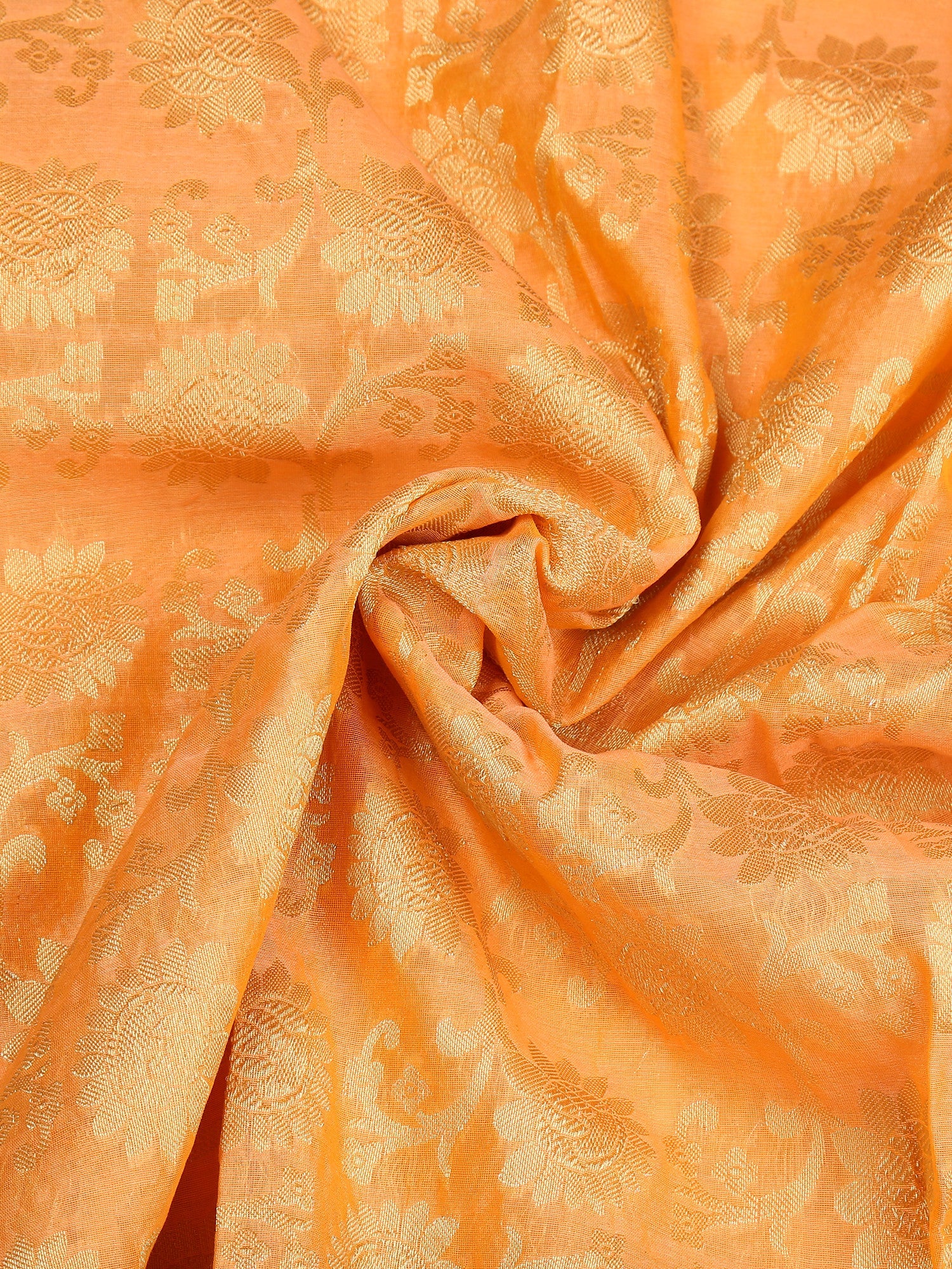 Dupatta Bazaar Women's Benarasi Silk Woven Orange & Gold dupatta - Dupatta Bazaar