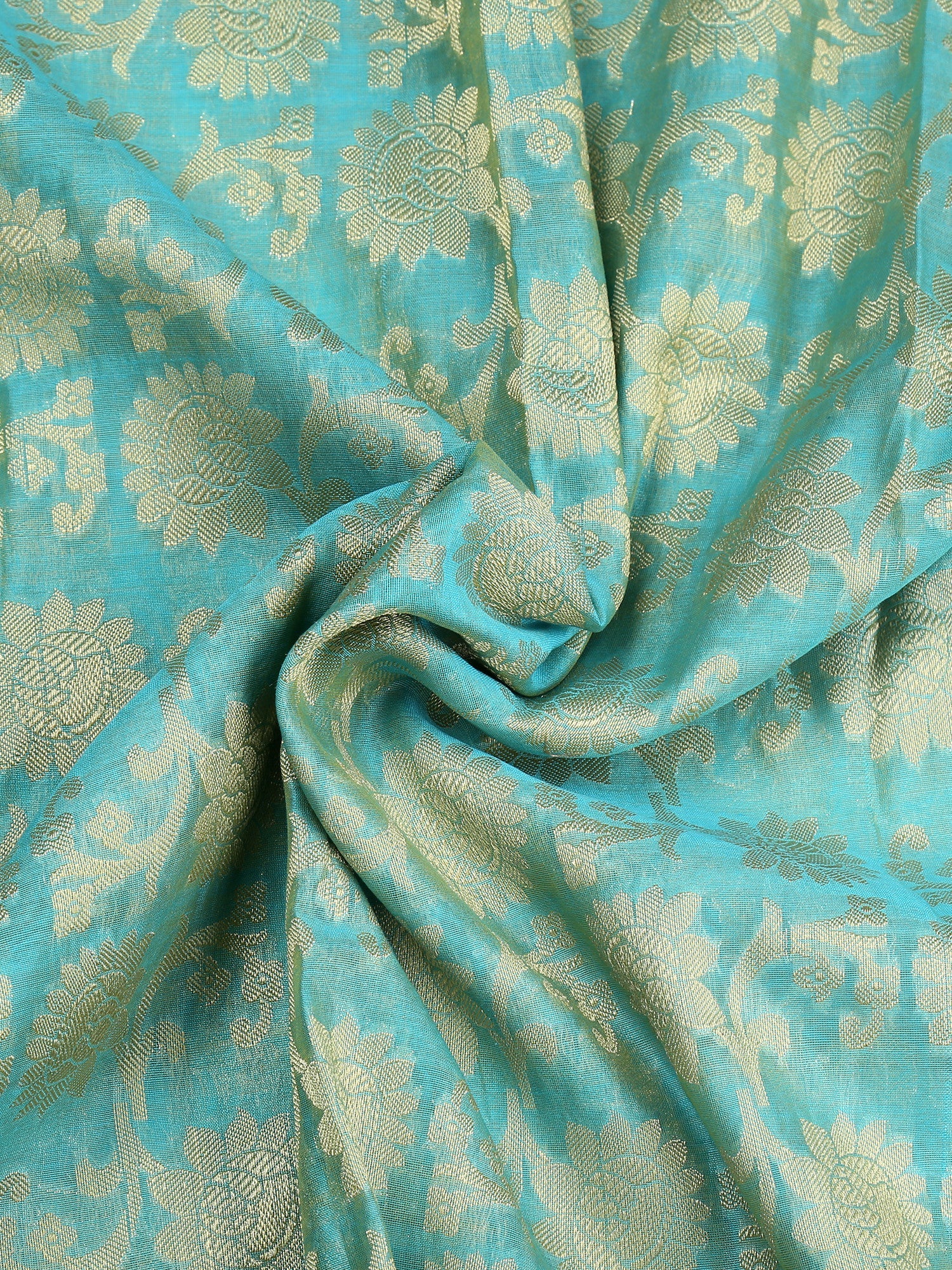 Dupatta Bazaar Women's Benarasi Silk Woven Aqua Blue & Gold dupatta - Dupatta Bazaar