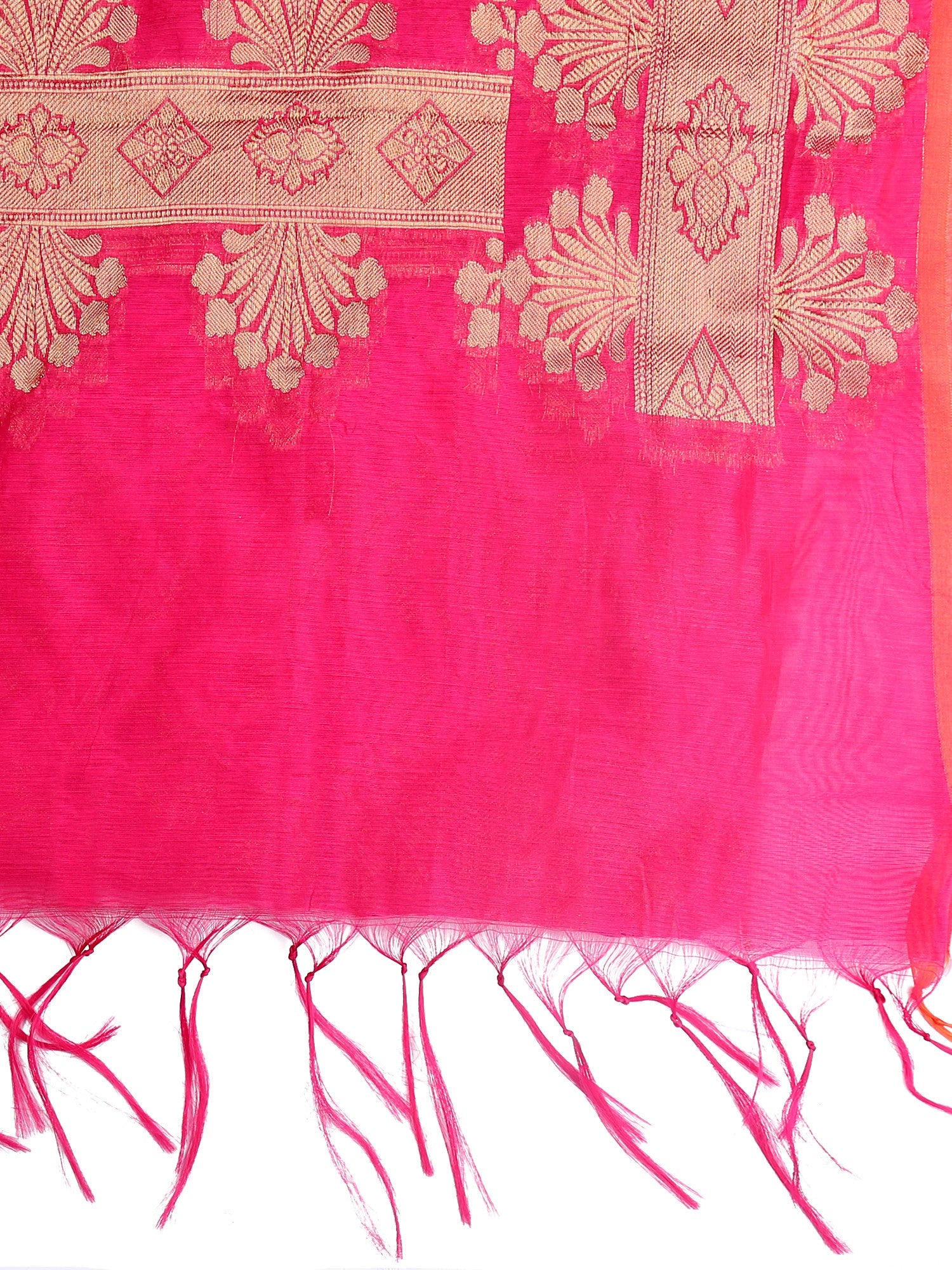 Dupatta Bazaar Women's Banarasi Silk Woven Dark Pink & Gold dupatta - Dupatta Bazaar