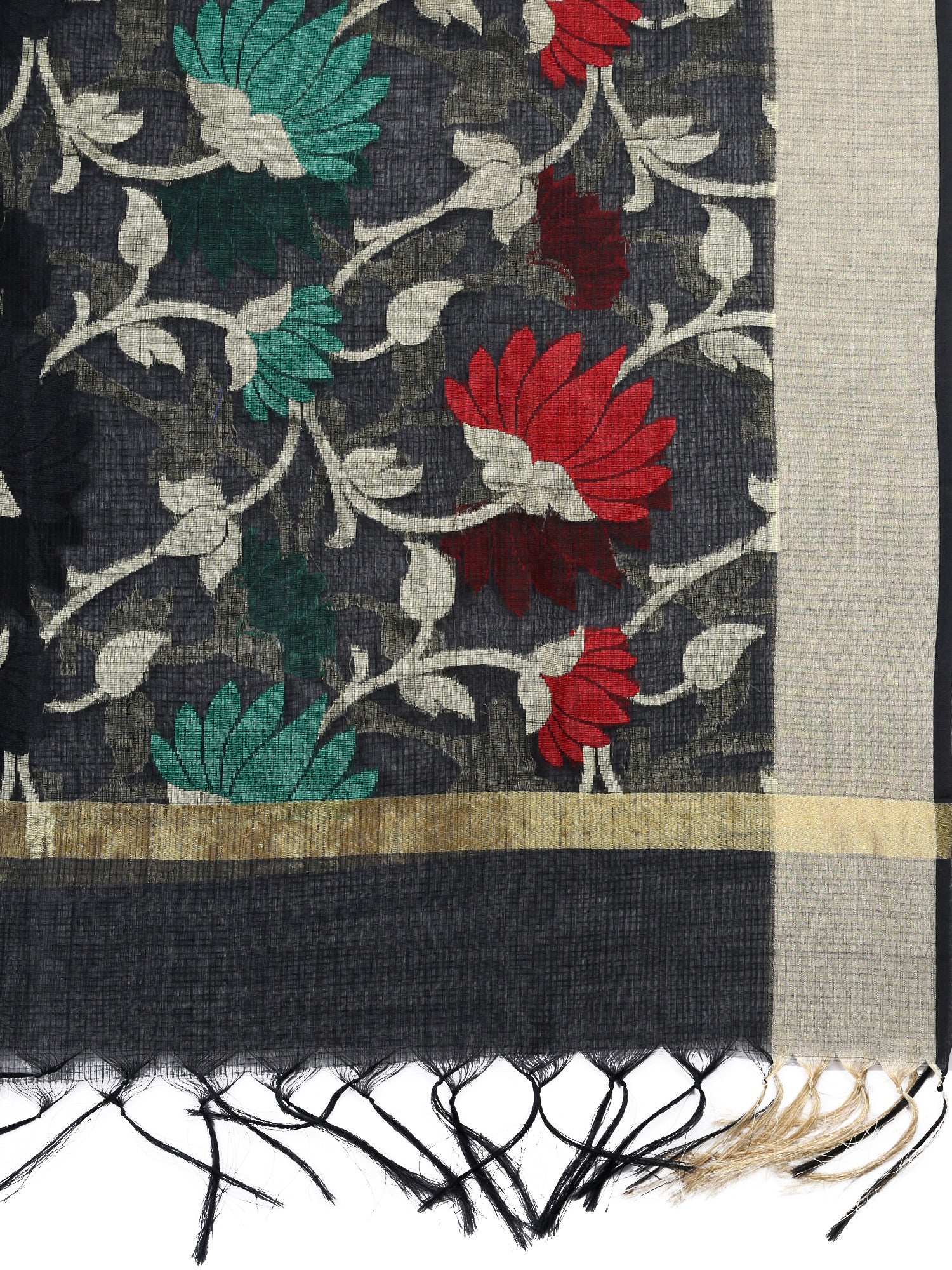 Dupatta Bazaar Women's Benarasi Silk Woven Black & Multicoloured dupatta - Dupatta Bazaar