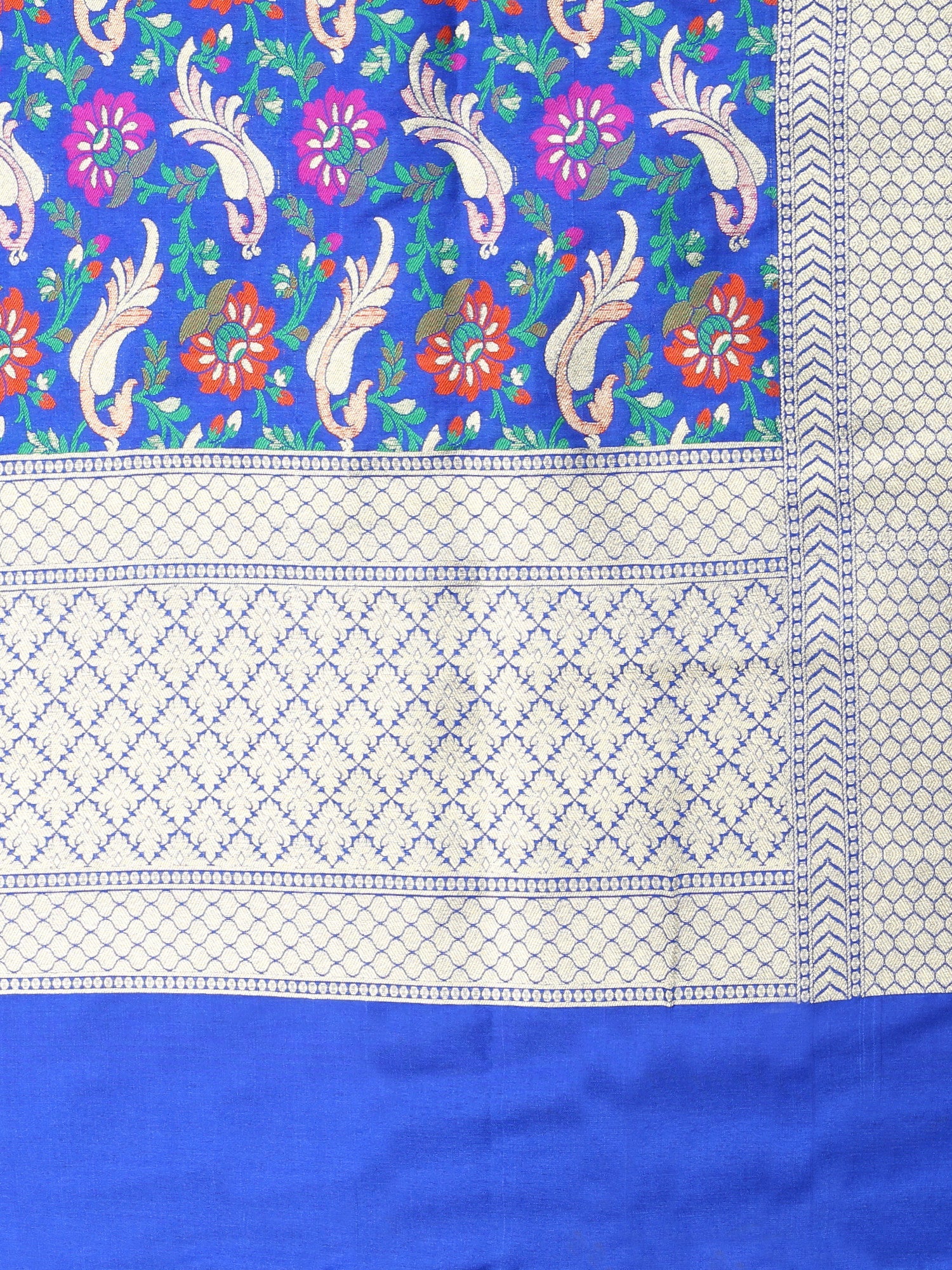 Dupatta Bazaar Women's Pure Benarasi Woven Katan Silk Blue & Multicoloured dupatta - Dupatta Bazaar