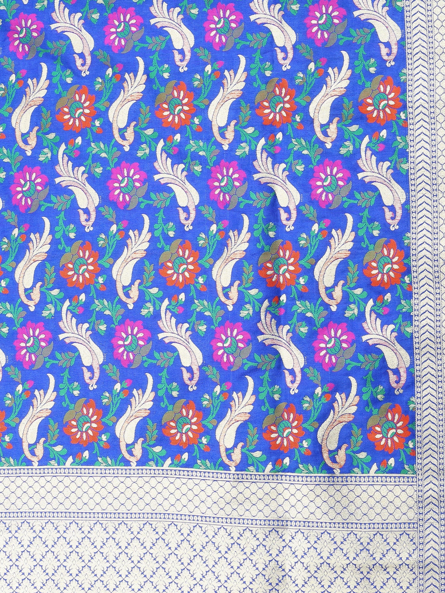 Dupatta Bazaar Women's Pure Benarasi Woven Katan Silk Blue & Multicoloured dupatta - Dupatta Bazaar