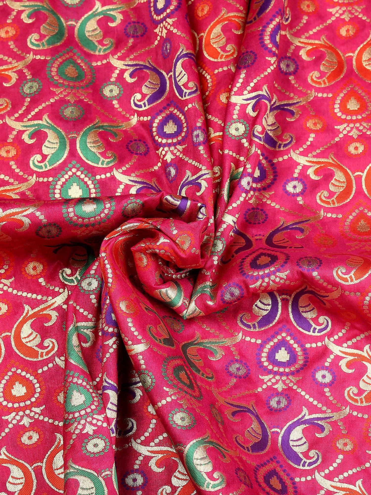 Dupatta Bazaar Women's Pure Benarasi Woven Katan Silk Pink, Gold & Multicoloured dupatta - Dupatta Bazaar