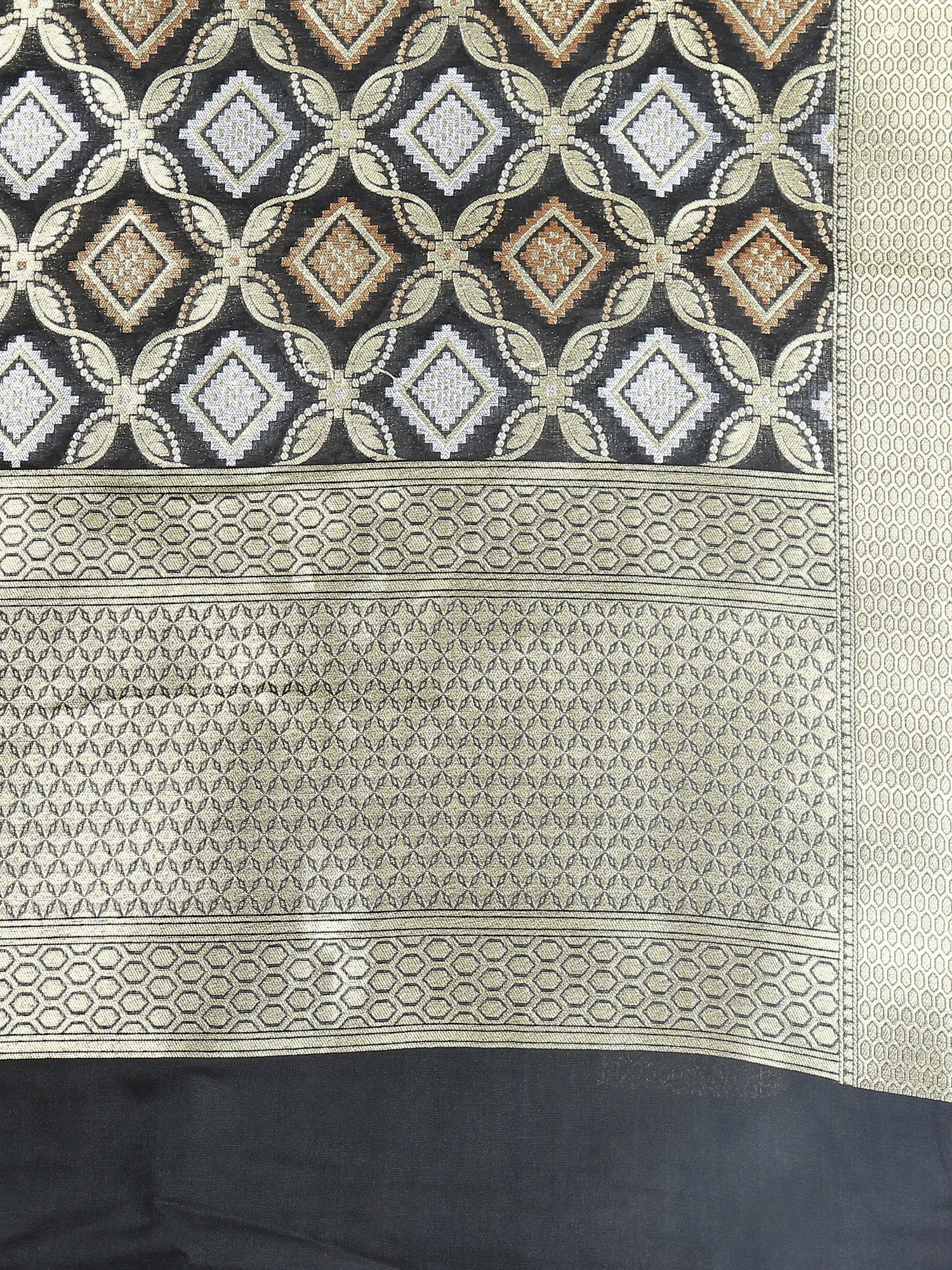 Dupatta Bazaar Women's Pure Benarasi Woven Katan Silk Black & Gold dupatta - Dupatta Bazaar