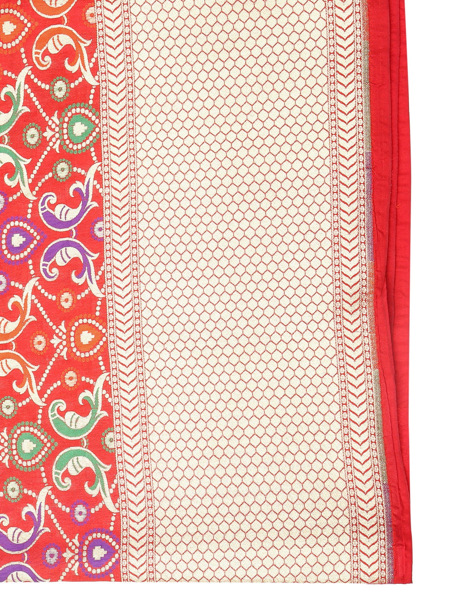Dupatta Bazaar Women's Pure Benarasi Woven Katan Silk Red, Gold & Multicoloured dupatta - Dupatta Bazaar