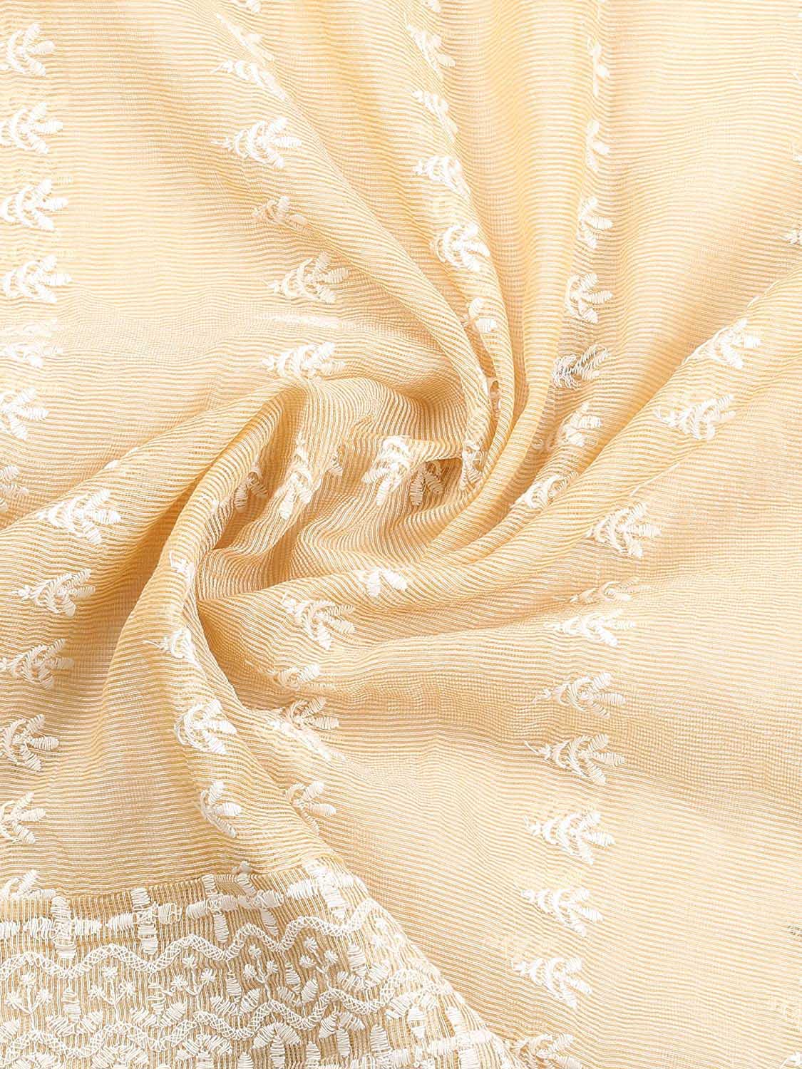 Ivory Kota Doria Lucknowi Dupatta freeshipping - Dupatta Bazaar