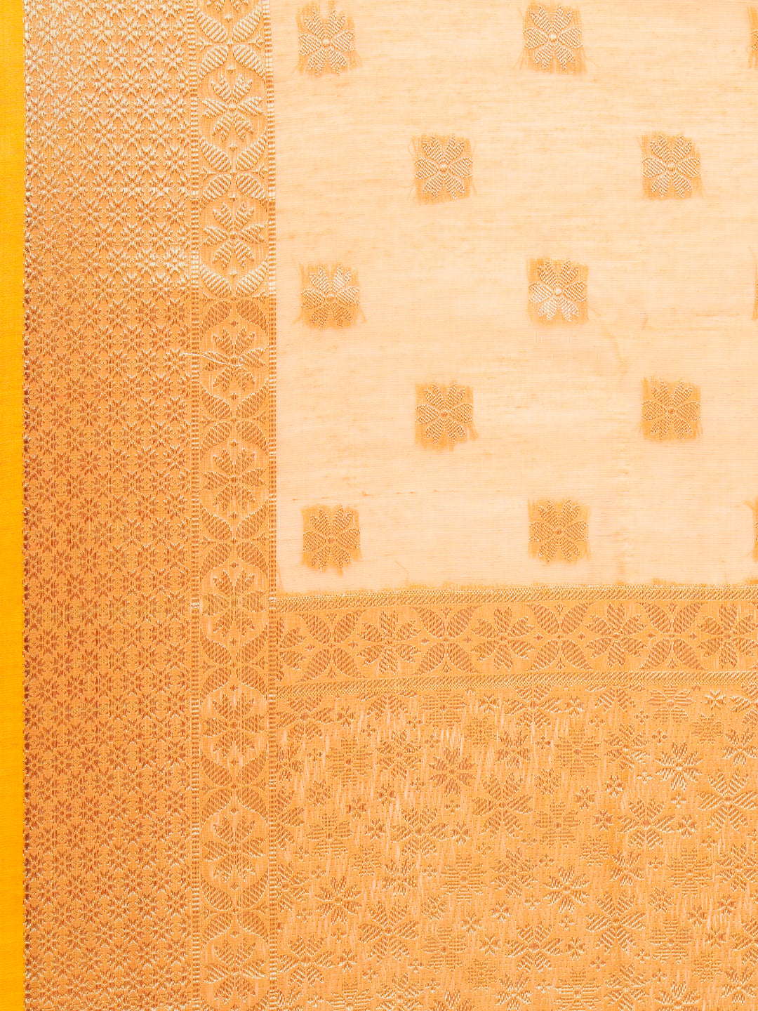 Dupatta Bazaar Women's Banarasi Silk Woven Orange & Gold dupatta - Dupatta Bazaar