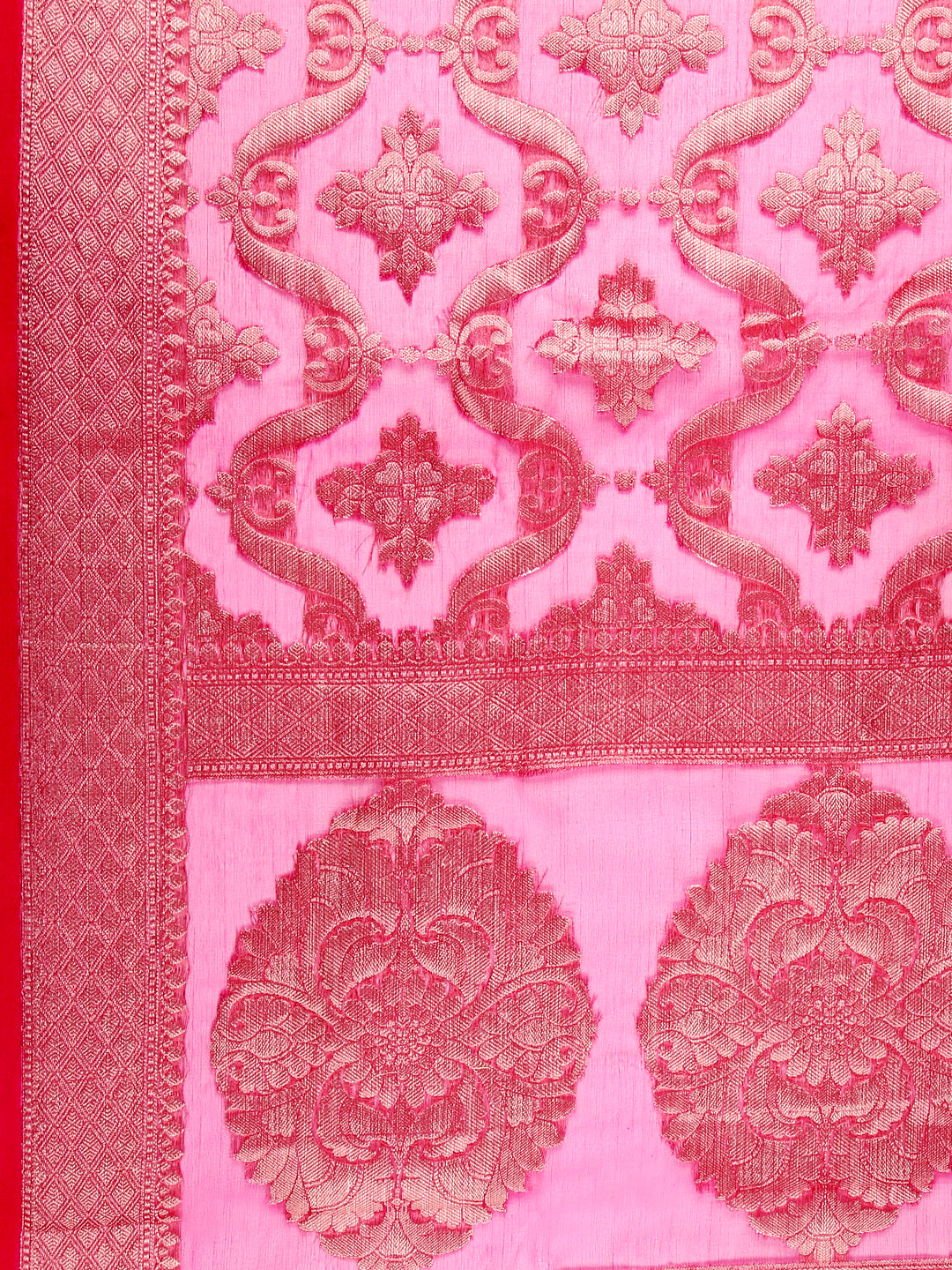 Dupatta Bazaar Women's Banarasi Woven Pink & Gold dupatta - Dupatta Bazaar