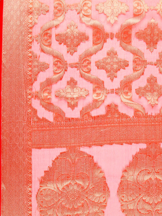 Dupatta Bazaar Women's Banarasi Woven Red & Gold dupatta - Dupatta Bazaar