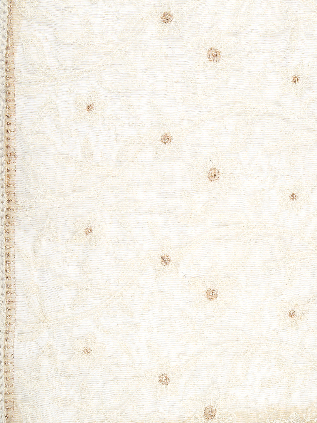 Dupatta Bazaar Women's Ivory Cotton dupatta with Lucknowi Embroidery - Dupatta Bazaar