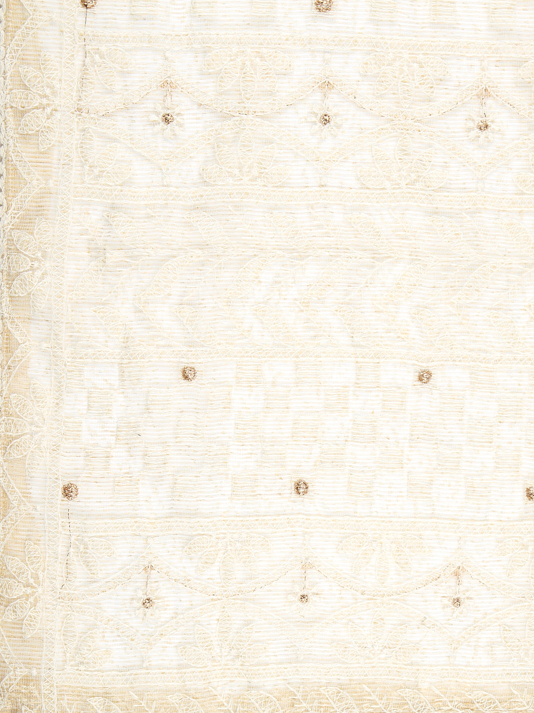Dupatta Bazaar Women's Off White Cotton dupatta with Lucknowi Embroidery - Dupatta Bazaar