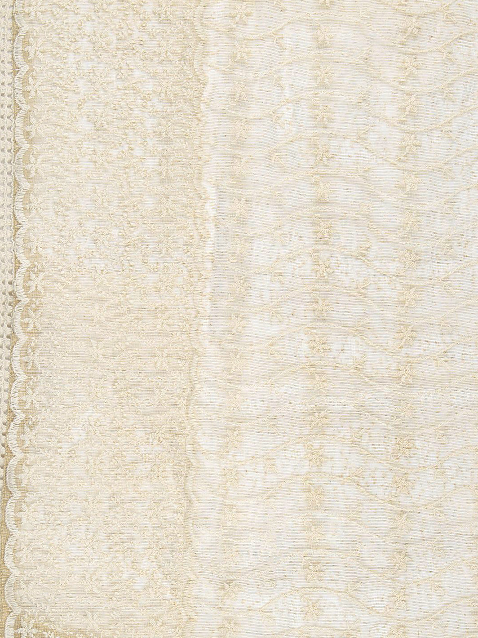 Off White Cotton dupatta with all over Embroidery freeshipping - Dupatta Bazaar