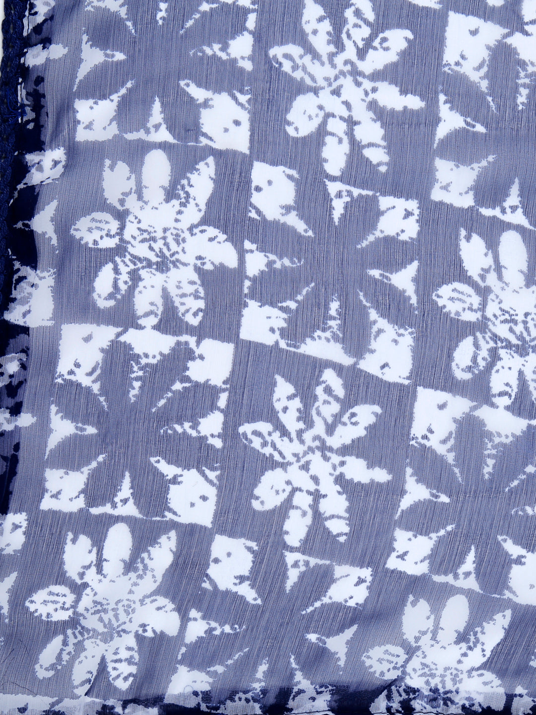 Dupatta Bazaar Women's Blue & White Chiffon Dupatta with lace. - Dupatta Bazaar
