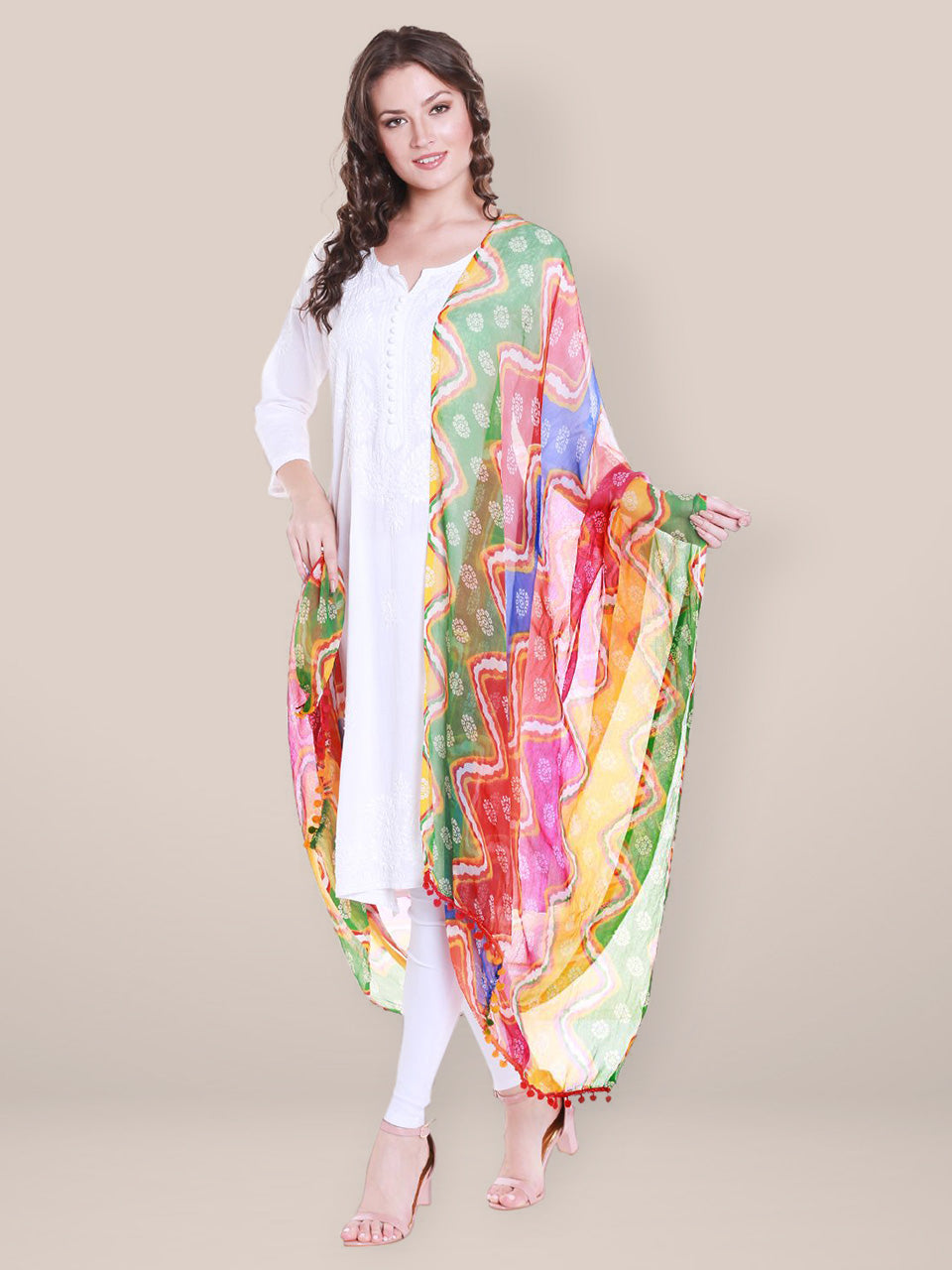 Multicoloured Chiffon Dupatta freeshipping - Dupatta Bazaar