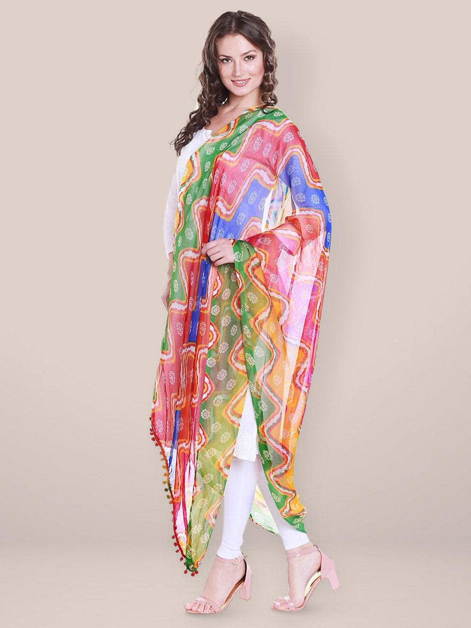 Multicoloured Chiffon Dupatta freeshipping - Dupatta Bazaar