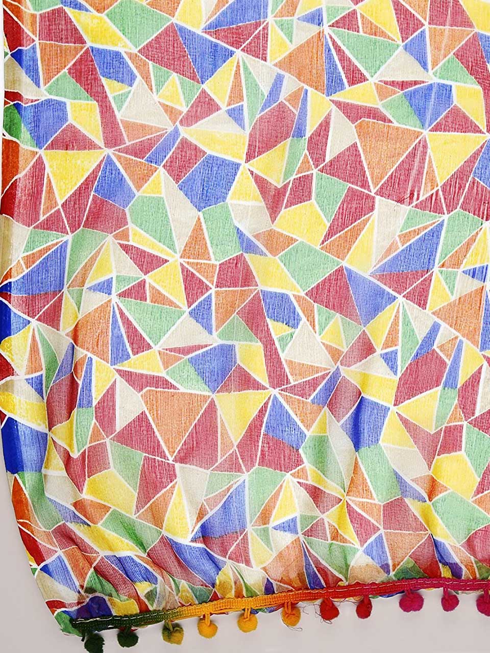 Multicoloured Printed Chiffon Dupatta freeshipping - Dupatta Bazaar