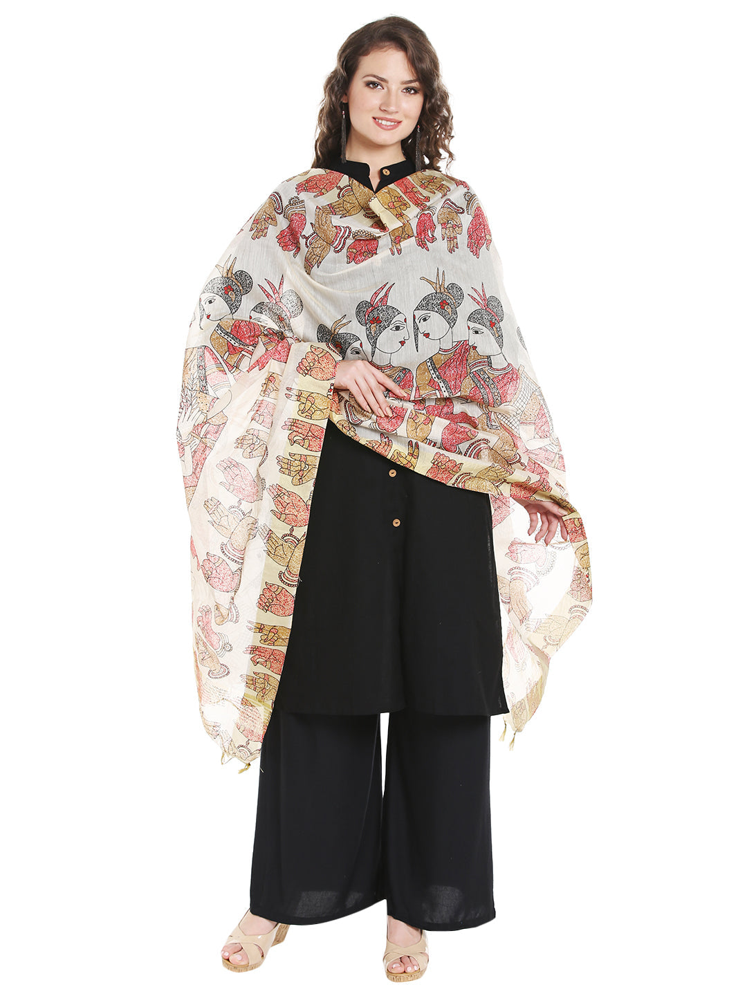 Dupatta Bazaar Woman's Cotton Silk Printed Red Dupatta - Dupatta Bazaar