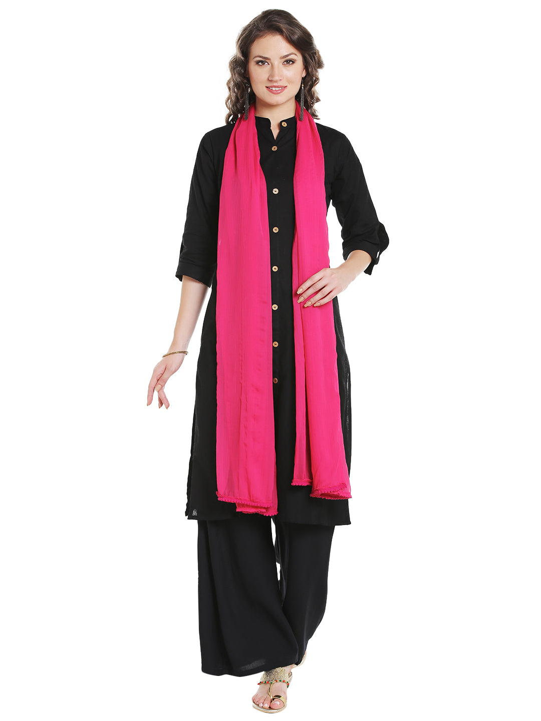 Dupatta Bazaar Women's Pink Chiffon Dupatta with lace. - Dupatta Bazaar