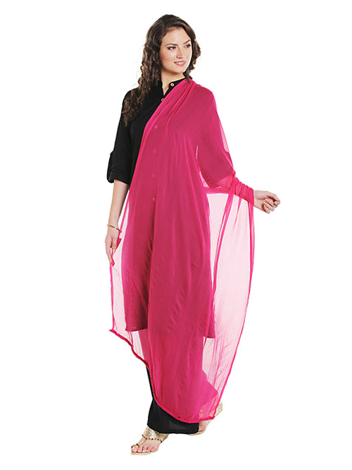 Dupatta Bazaar Women's Pink Chiffon Dupatta with lace. - Dupatta Bazaar