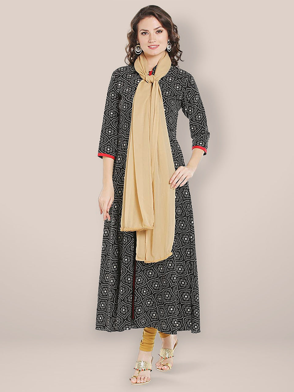 Beige Chiffon Dupatta with Beaded Lace. freeshipping - Dupatta Bazaar