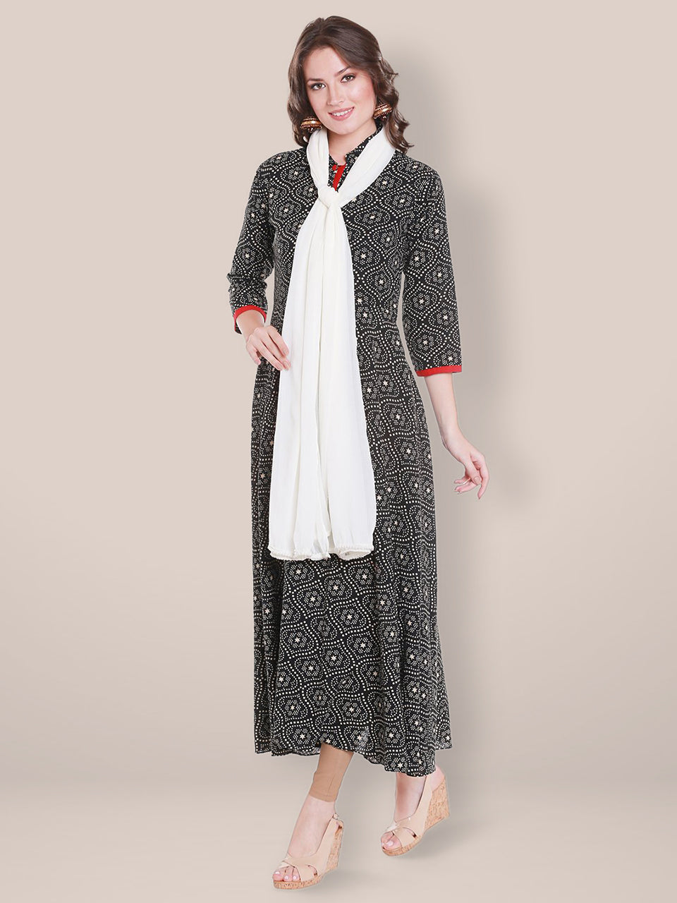 Off White Chiffon Dupatta with lace. freeshipping - Dupatta Bazaar