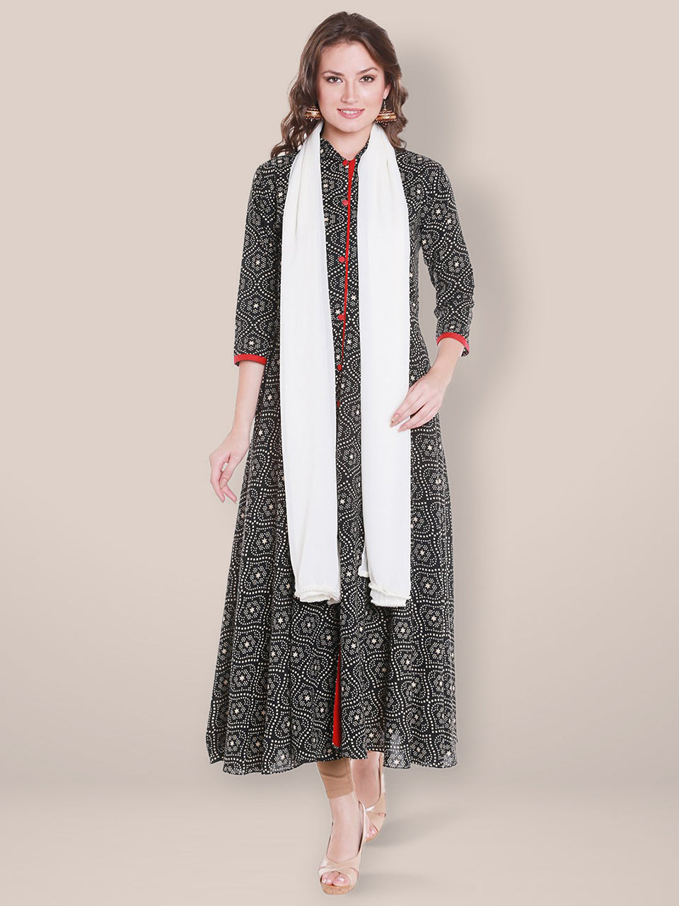 Off White Chiffon Dupatta with lace. freeshipping - Dupatta Bazaar