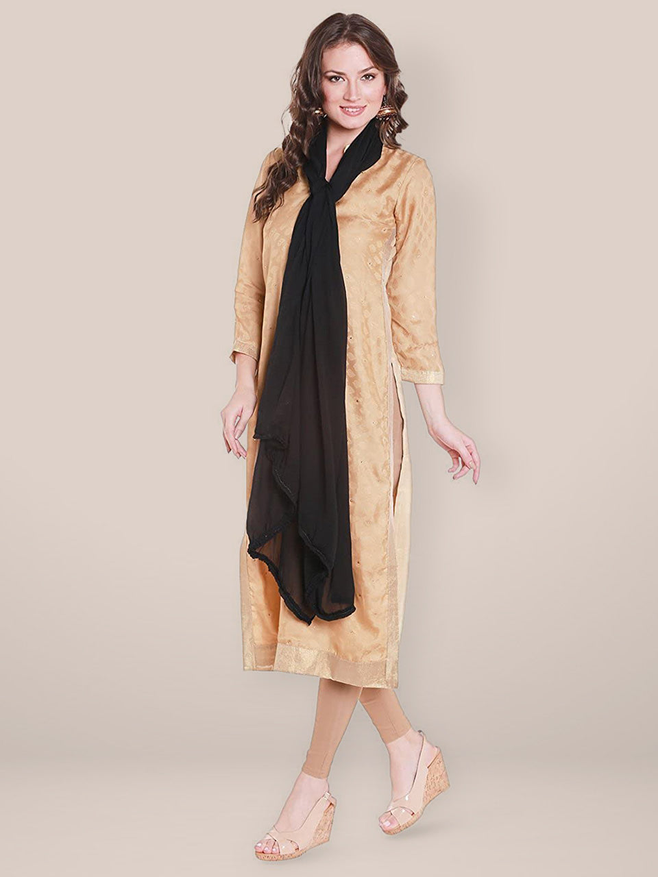 Black Chiffon Dupatta with lace freeshipping - Dupatta Bazaar