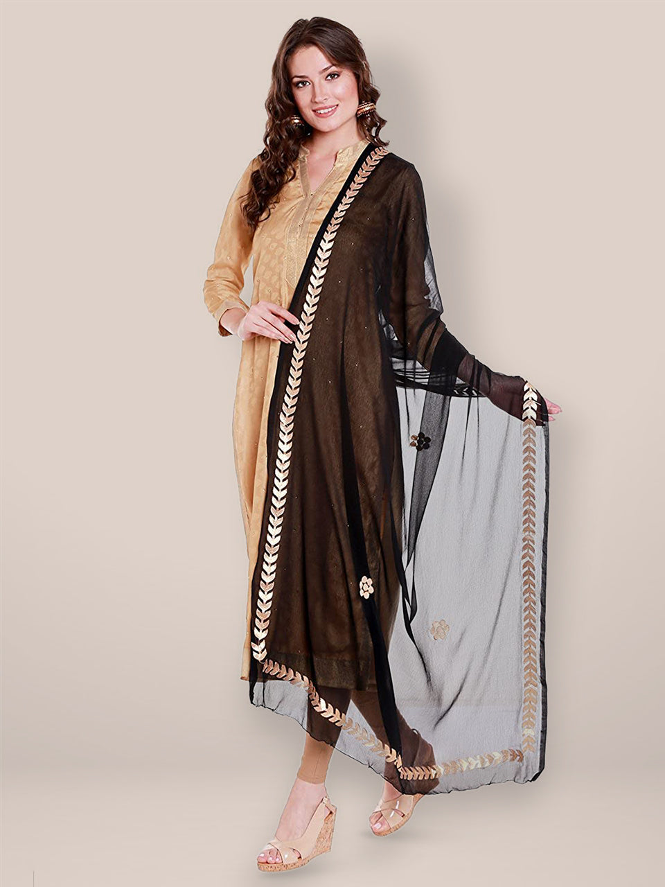 Black Chiffon Dupatta with Gotta Patti Work. freeshipping - Dupatta Bazaar
