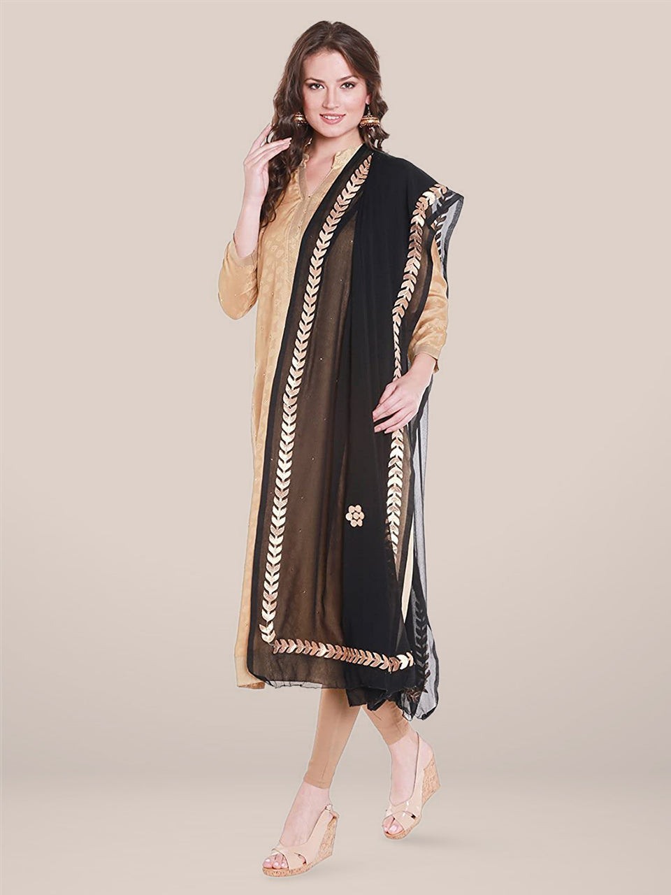 Black Chiffon Dupatta with Gotta Patti Work. freeshipping - Dupatta Bazaar