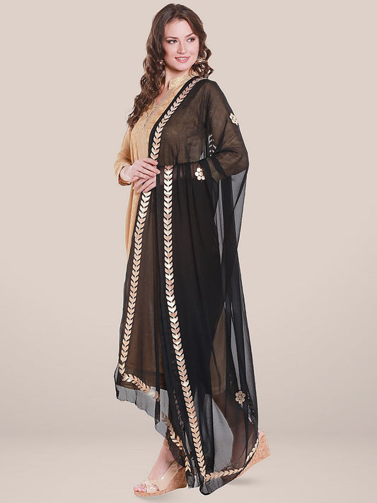 Black Chiffon Dupatta with Gotta Patti Work. freeshipping - Dupatta Bazaar