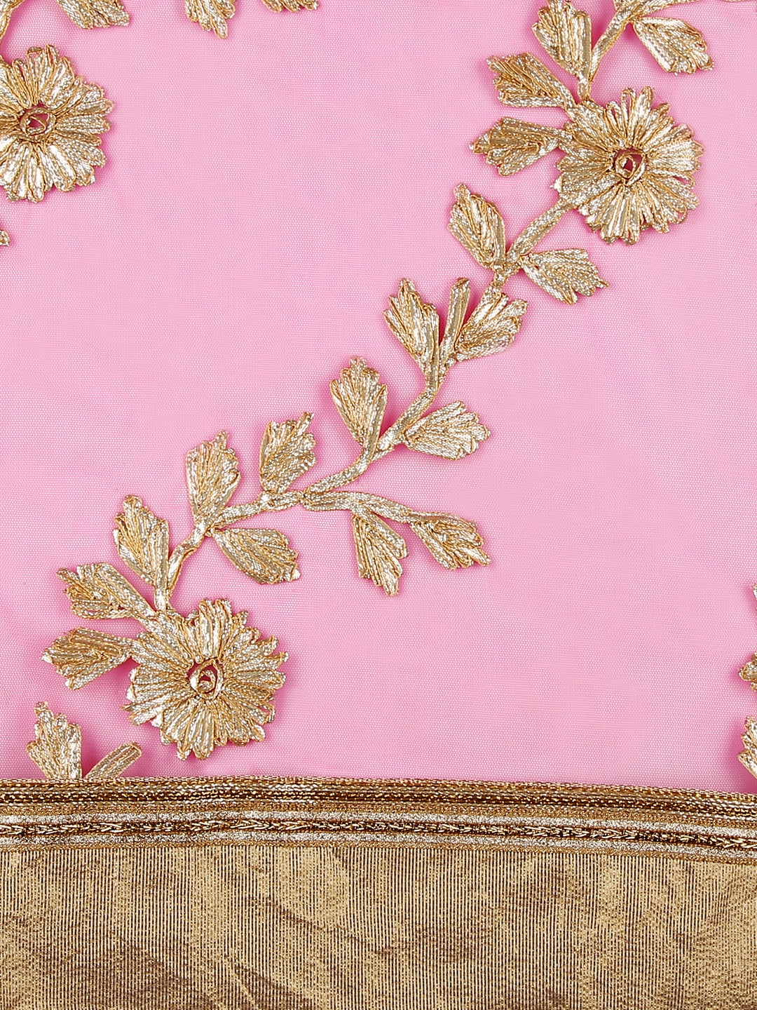 Dupatta Bazaar Women's Pink Designer Net Dupatta with Gold Gotta Work Design . - Dupatta Bazaar