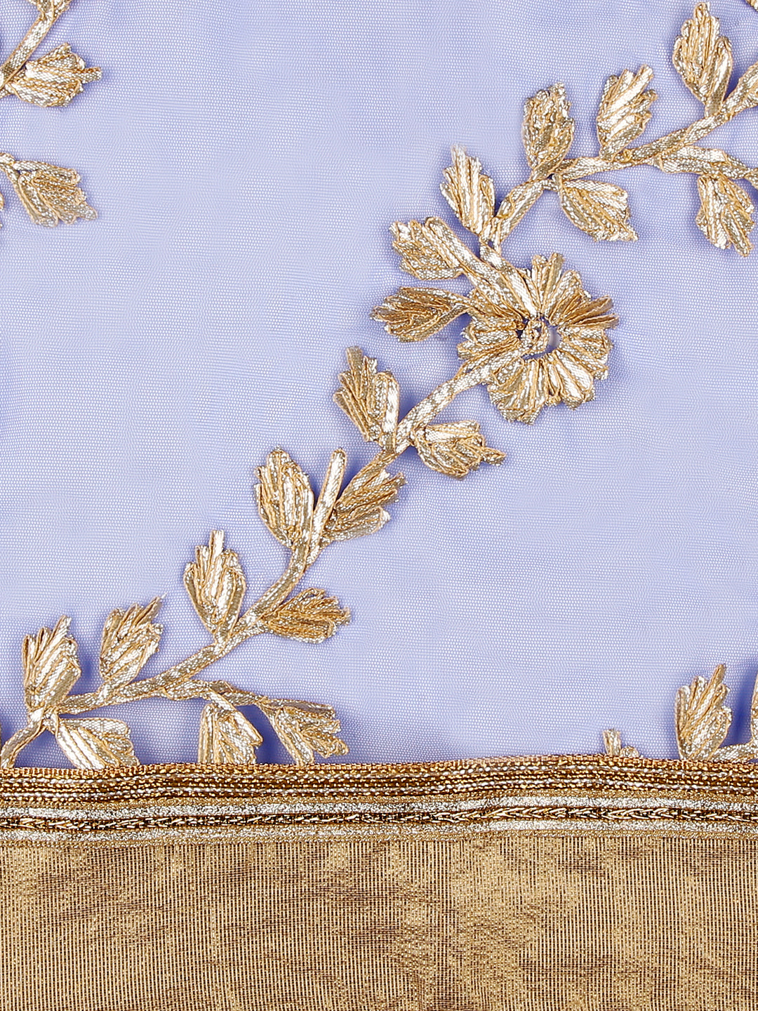 Dupatta Bazaar Women's Blue Designer Net Dupatta with Gold Gotta Work Design . - Dupatta Bazaar