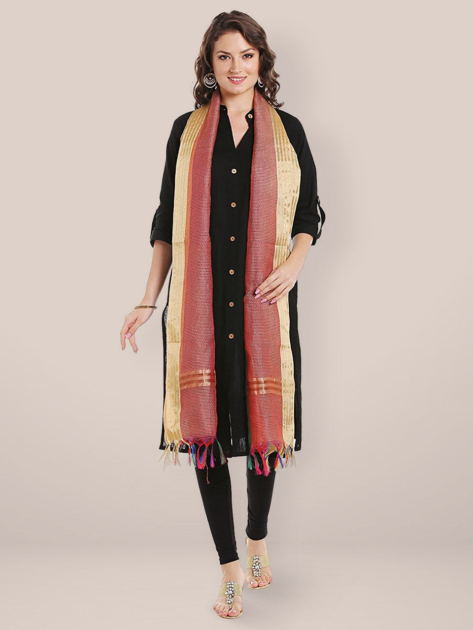 Multicoloured Silk Dupatta . freeshipping - Dupatta Bazaar