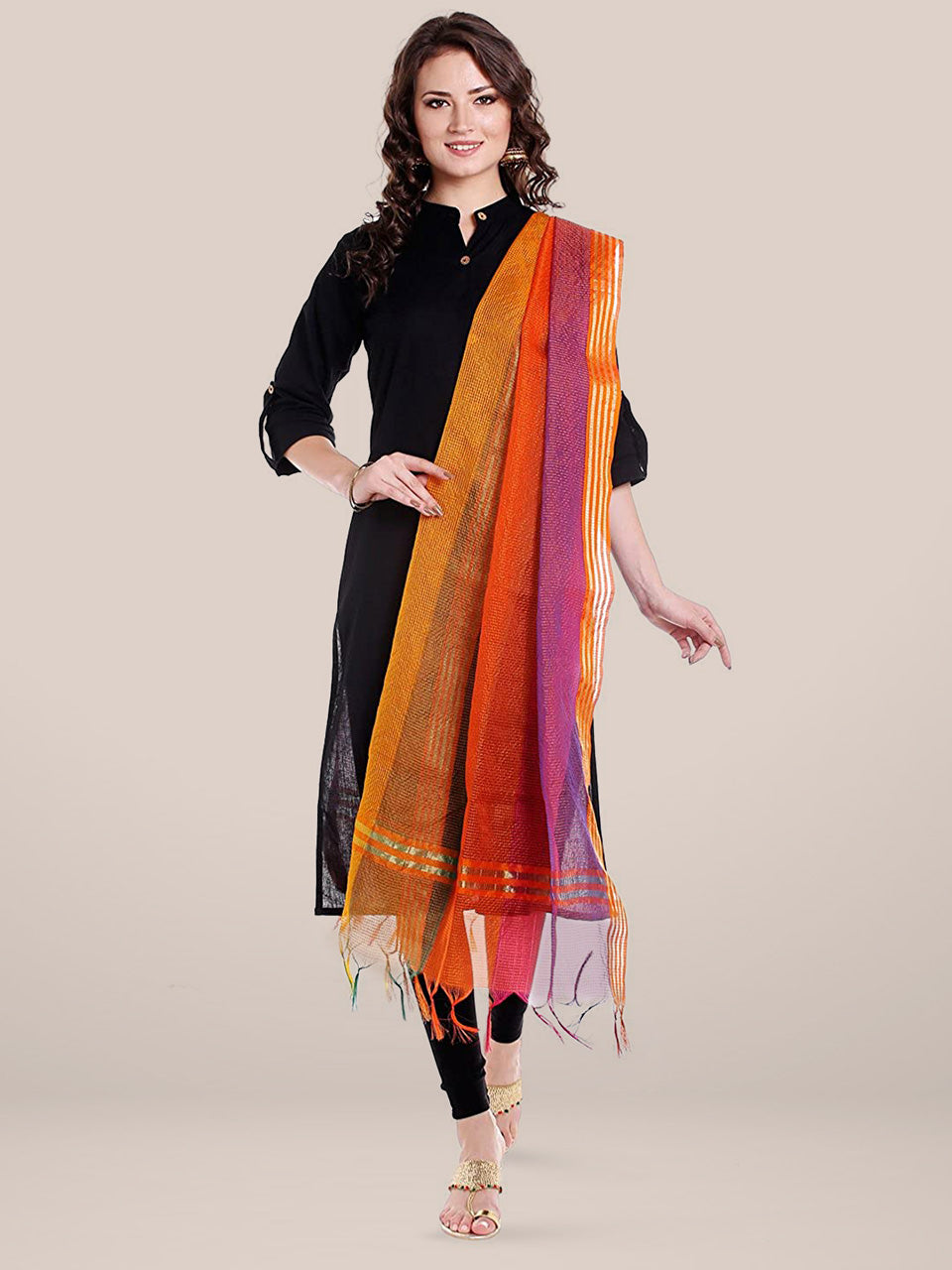 Multicoloured Silk  Shaded Dupatta . freeshipping - Dupatta Bazaar