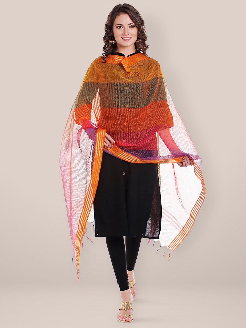 Multicoloured Silk  Shaded Dupatta . freeshipping - Dupatta Bazaar