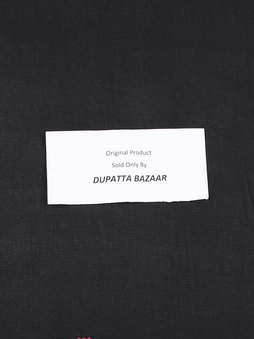Dupatta Bazaar Woman's Black Chiffon Dupatta with Multicoloured Pompom - Dupatta Bazaar