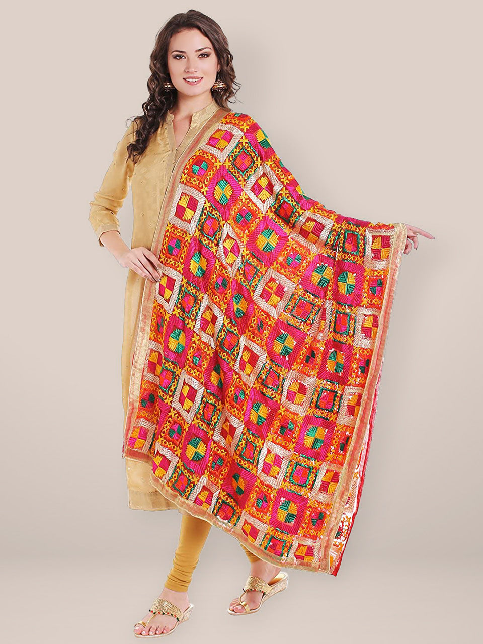 Multicoloured Heavy Phulkari Dupatta freeshipping - Dupatta Bazaar