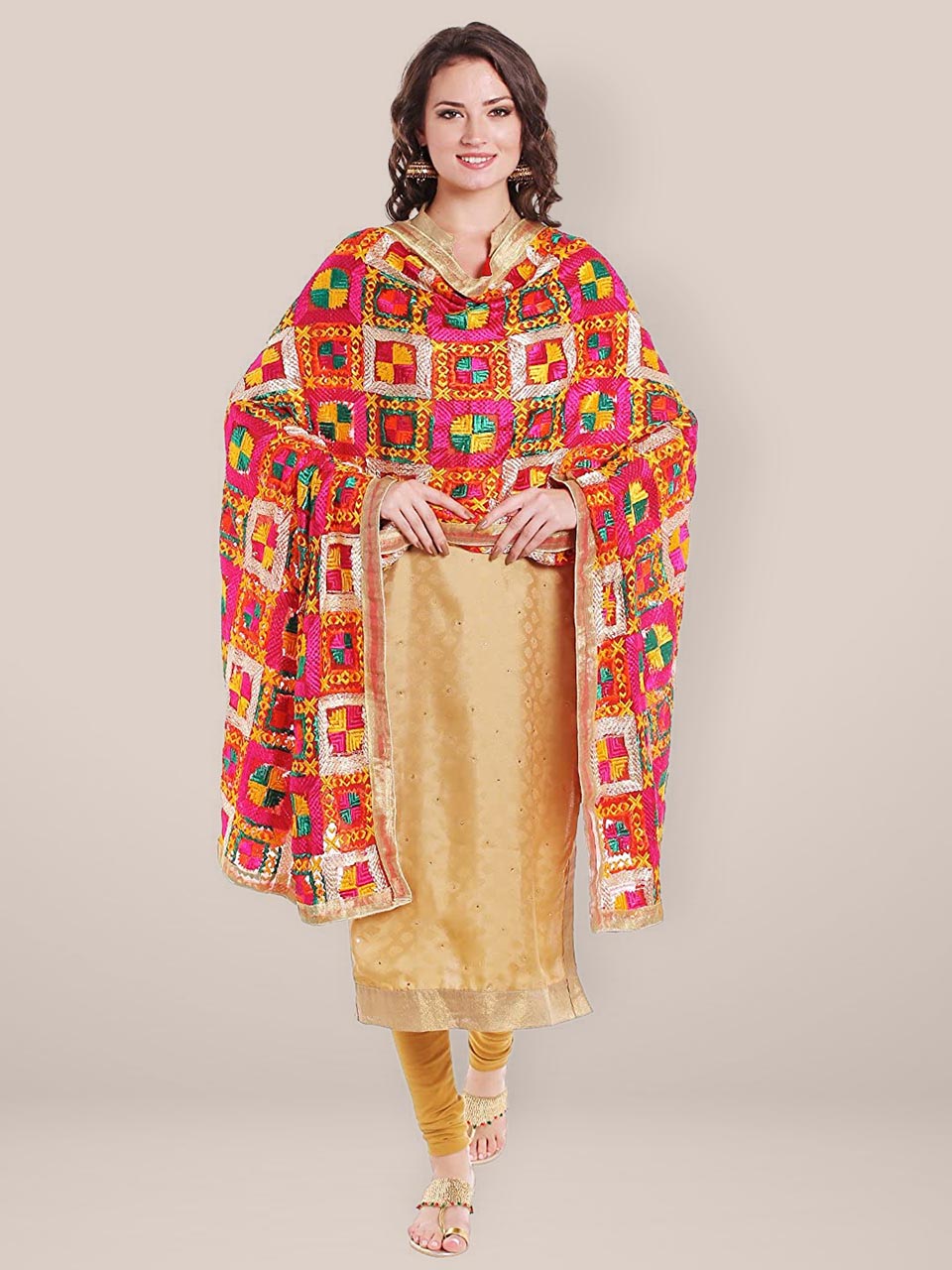 Multicoloured Heavy Phulkari Dupatta freeshipping - Dupatta Bazaar