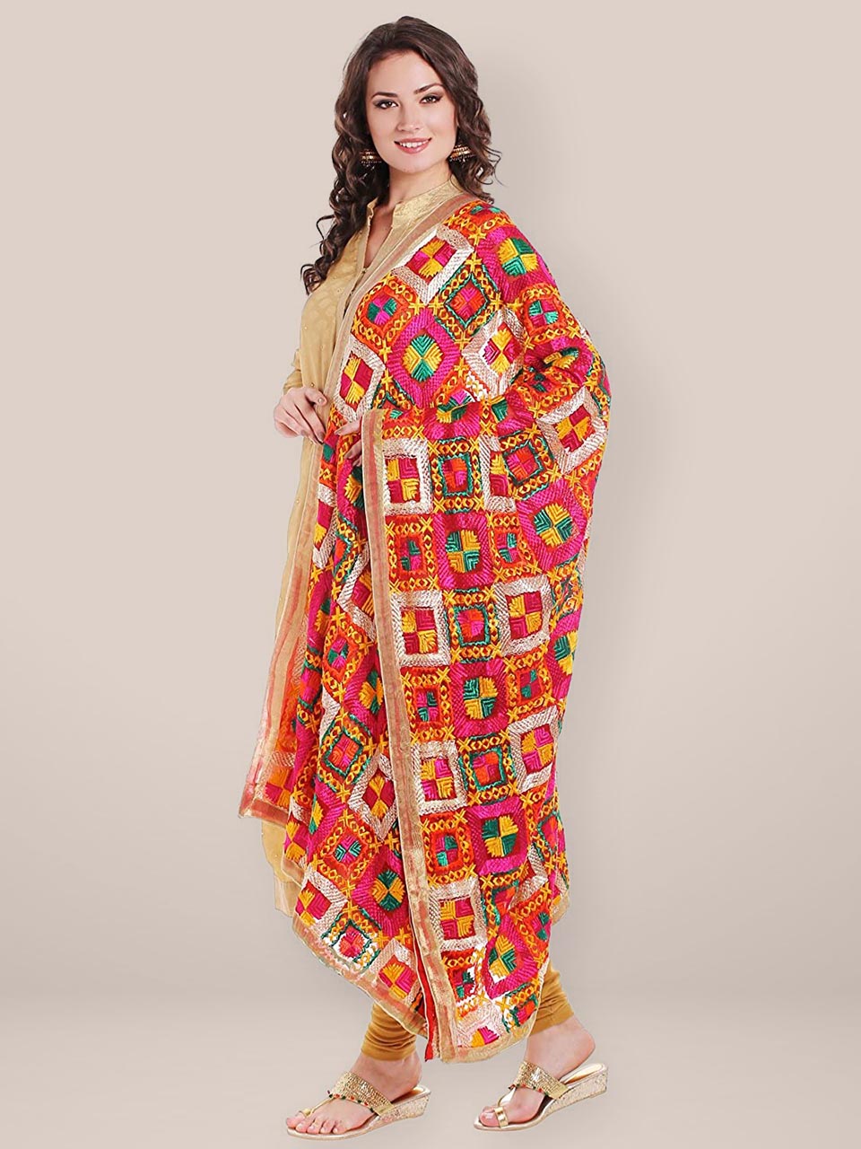 Multicoloured Heavy Phulkari Dupatta freeshipping - Dupatta Bazaar