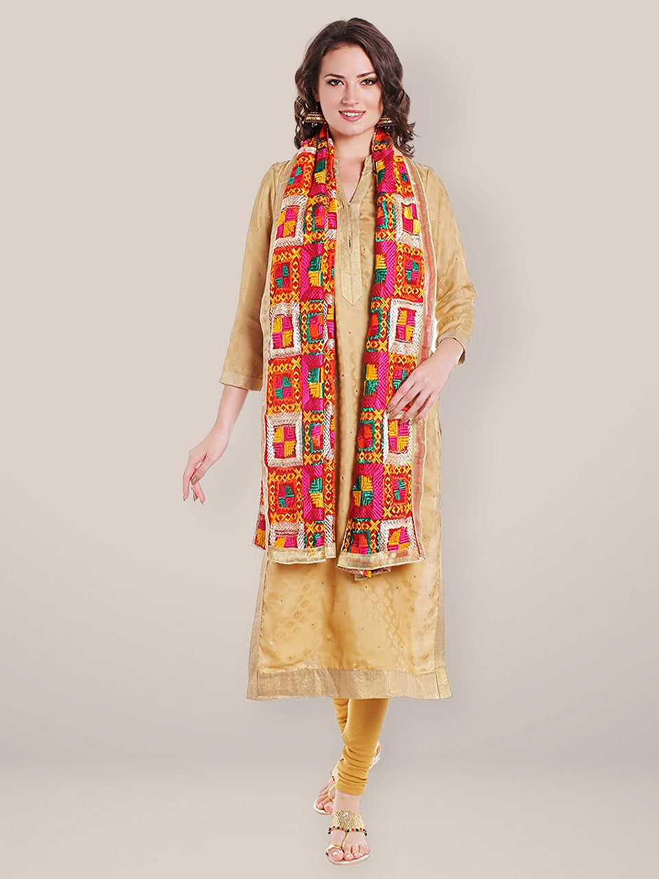 Multicoloured Heavy Phulkari Dupatta freeshipping - Dupatta Bazaar