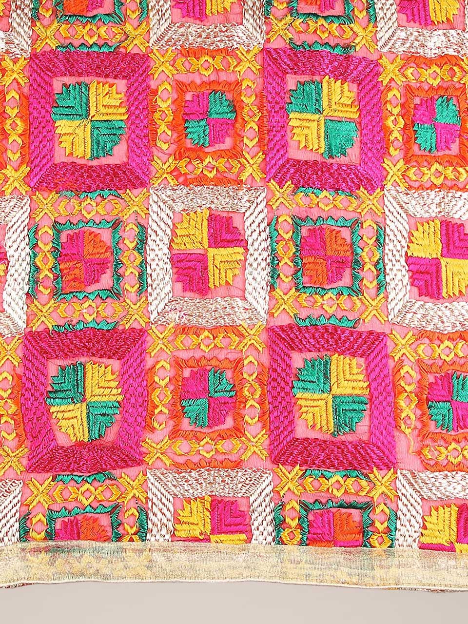Multicoloured Heavy Phulkari Dupatta freeshipping - Dupatta Bazaar