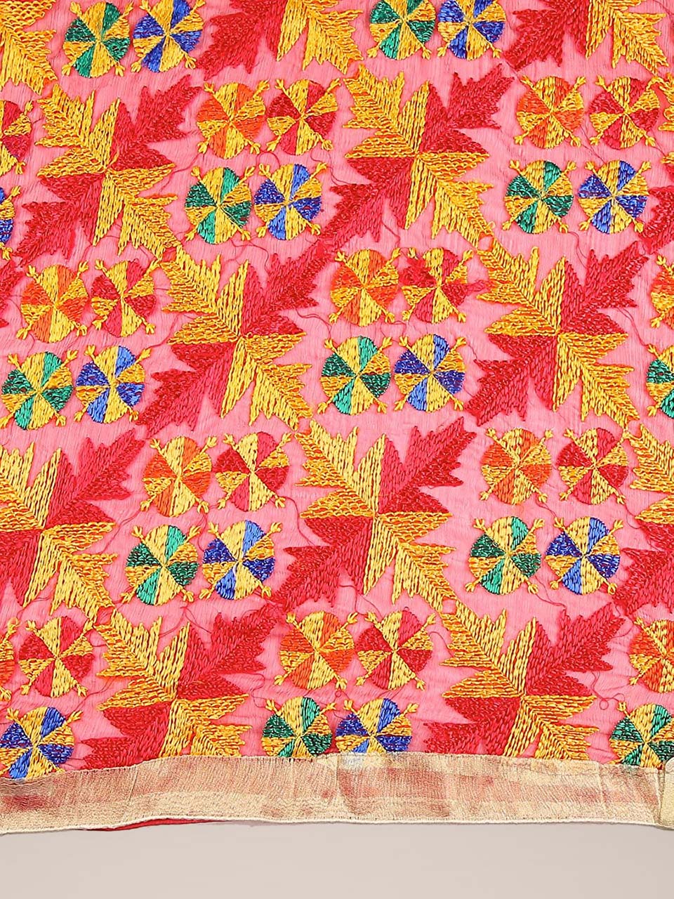 Red & Multicoloured Heavy Phulkari Dupatta freeshipping - Dupatta Bazaar