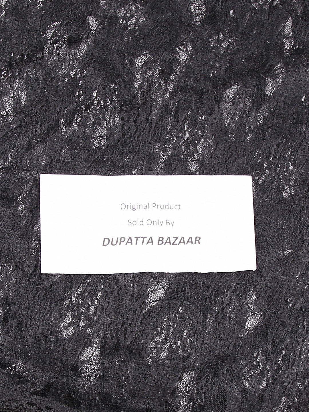 Dupatta Bazaar Women's Black Floral Net Dupatta - Dupatta Bazaar