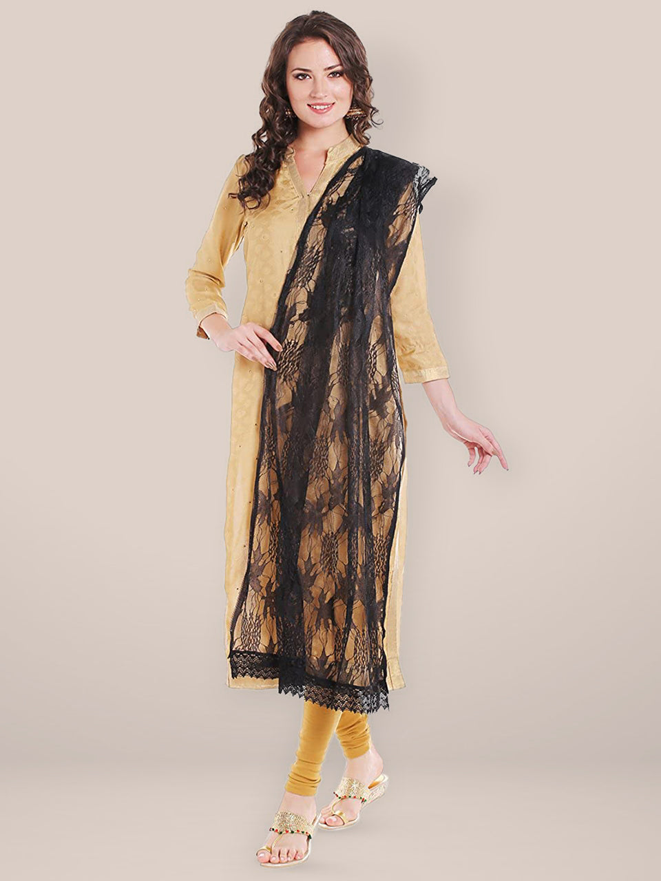 Black Floral Net Dupatta freeshipping - Dupatta Bazaar