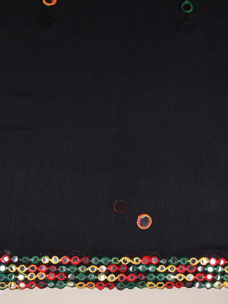 Dupatta Bazaar Women's Black Chiffon Dupatta with Multicoloured Mirror Work freeshipping - Dupatta Bazaar