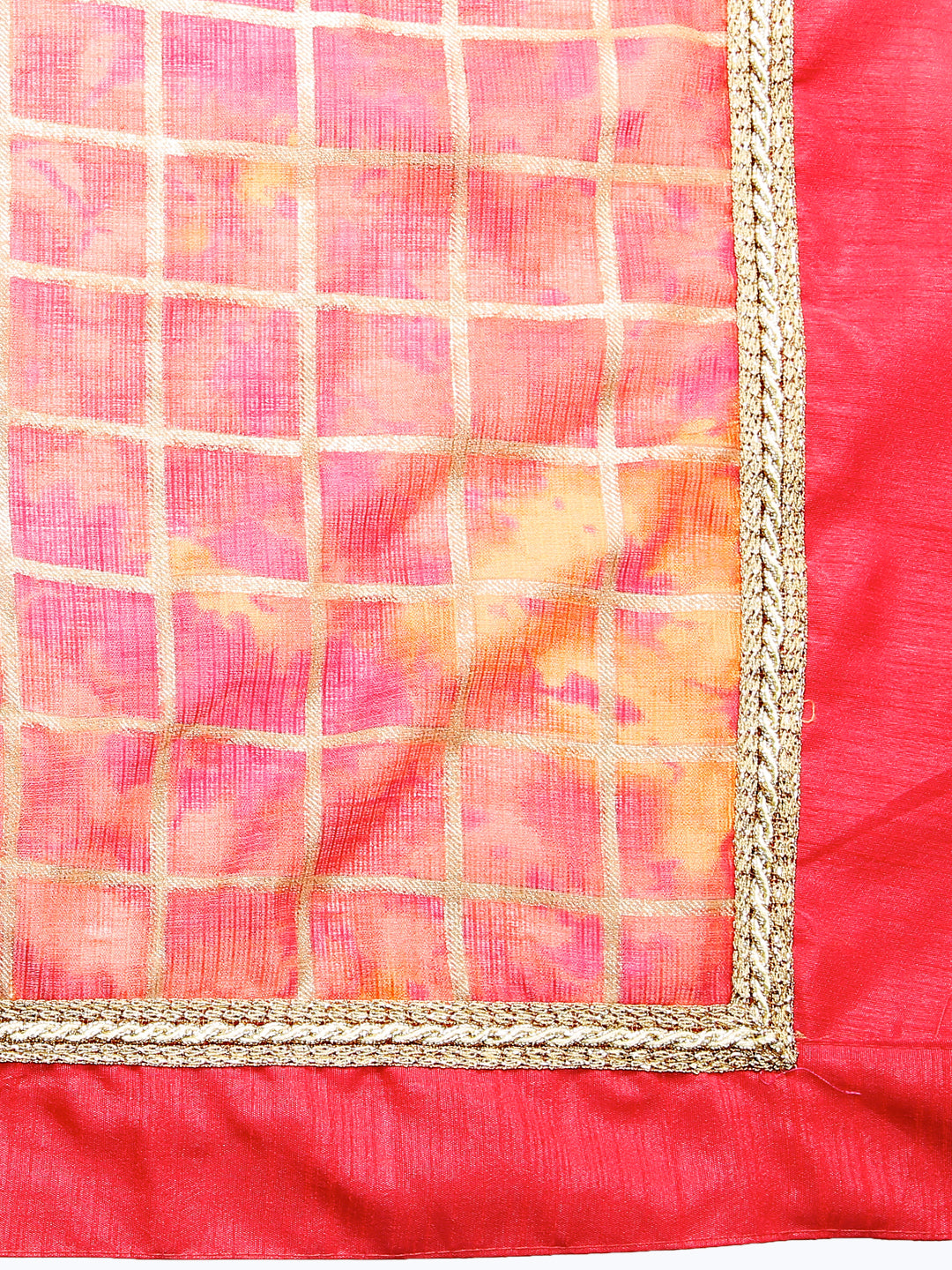 Dupatta Bazaar Women's Red Gold Kota Doria Dupatta - Dupatta Bazaar