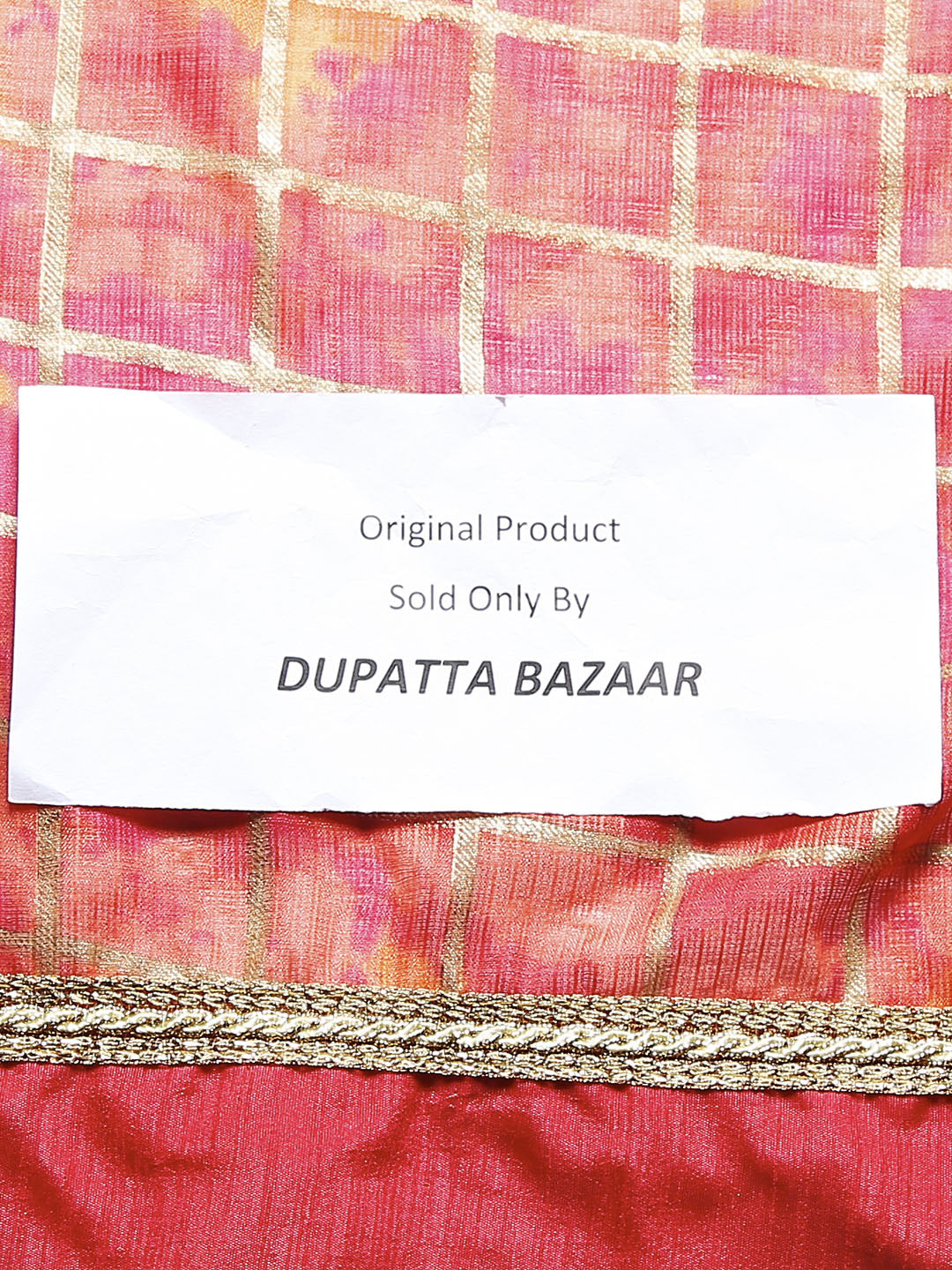 Dupatta Bazaar Women's Red Gold Kota Doria Dupatta - Dupatta Bazaar