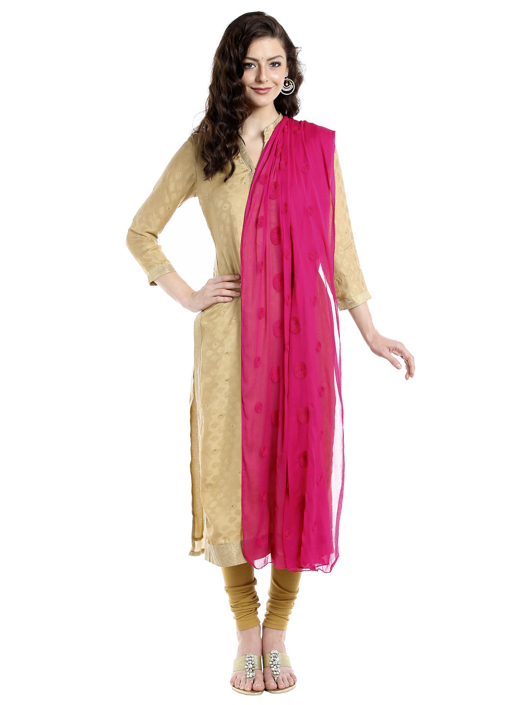 Dupatta Bazaar Women's Pink Chiffon Dupatta with Embroidery. - Dupatta Bazaar