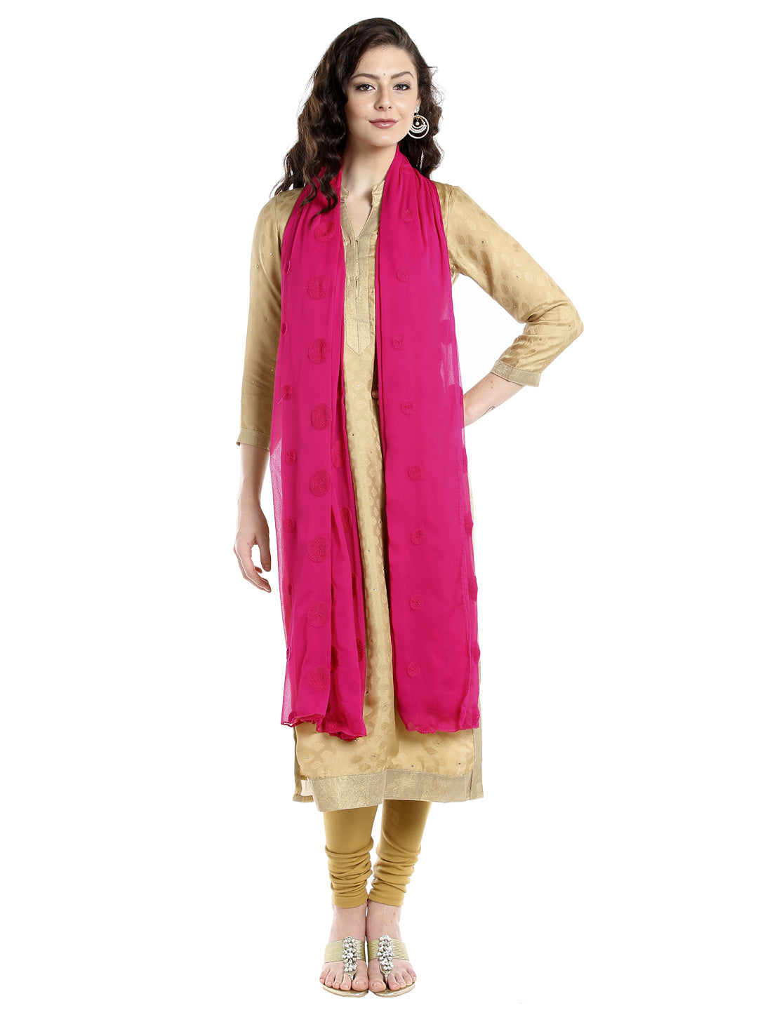 Dupatta Bazaar Women's Pink Chiffon Dupatta with Embroidery. - Dupatta Bazaar
