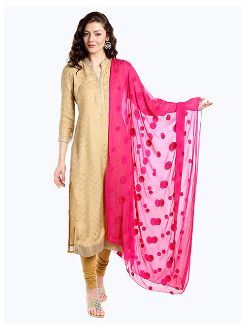 Dupatta Bazaar Women's Pink Chiffon Dupatta with Embroidery. - Dupatta Bazaar